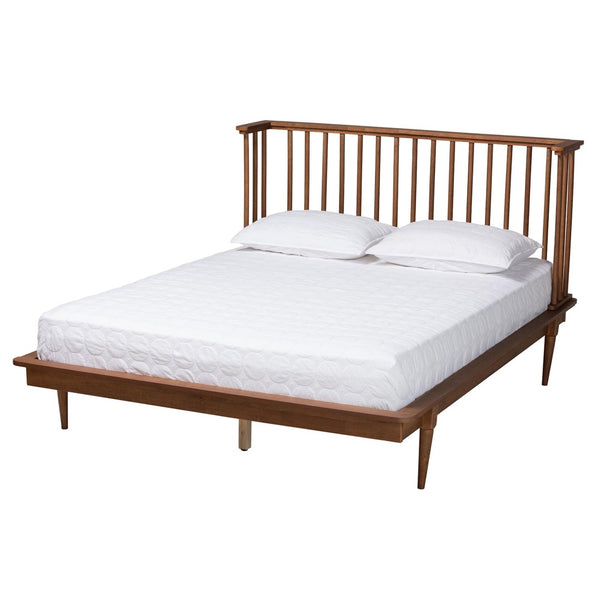 Baxton Studio Baxton Studio Flint Queen Platform Bed - Modern Ash Walnut Finish, Mid-Century Design, Easy Assembly MG0092-Ash Walnut-Queen