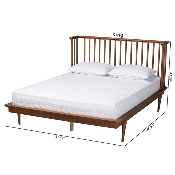 Baxton Studio Baxton Studio Flint Queen Platform Bed - Modern Ash Walnut Finish, Mid-Century Design, Easy Assembly MG0092-Ash Walnut-Queen
