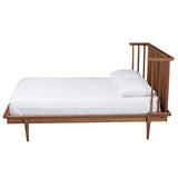 Baxton Studio Flint Mid-Century Modern Ash Walnut Finished Wood King Size Platform Bed