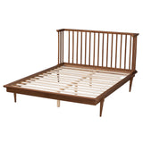 Baxton Studio Flint Mid-Century Modern Ash Walnut Finished Wood King Size Platform Bed