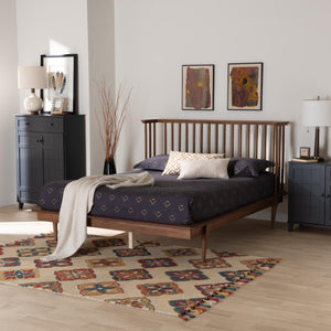 Baxton Studio Baxton Studio Flint Queen Platform Bed - Modern Ash Walnut Finish, Mid-Century Design, Easy Assembly MG0092-Ash Walnut-Queen