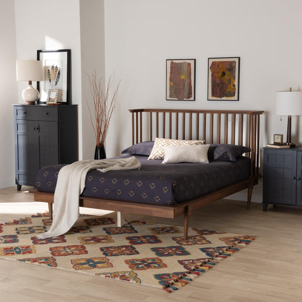 Baxton Studio Baxton Studio Flint Queen Platform Bed - Modern Ash Walnut Finish, Mid-Century Design, Easy Assembly MG0092-Ash Walnut-Queen