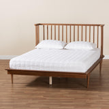 Baxton Studio Flint Mid-Century Modern Ash Walnut Finished Wood King Size Platform Bed