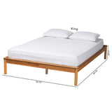 Baxton Studio Efren Mid-Century Modern Honey Oak Finished Wood Queen Size Bed Frame