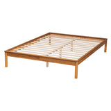 Baxton Studio Efren Mid-Century Modern Honey Oak Finished Wood Queen Size Bed Frame