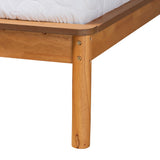 Baxton Studio Efren Mid-Century Modern Honey Oak Finished Wood Queen Size Bed Frame