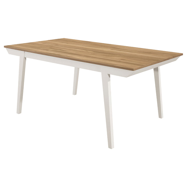 English Elm Prospect Natural Acacia Rectangular Dining Table with Off-White Flared Legs, Angled Apron Chic B062P358451