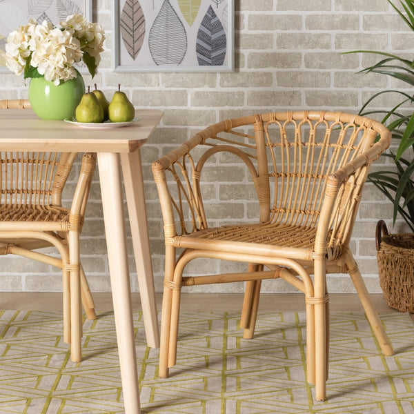 Baxton Studio bali Kaka Modern Bohemian Natural Rattan Dining Chair - Stylish Comfort for Casual Dining Spaces Kaka-Rattan-DC