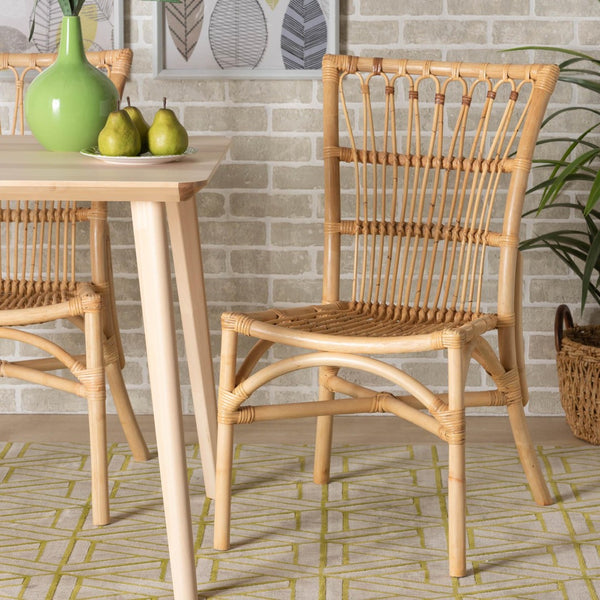 Baxton Studio bali Ammi Modern Bohemian Rattan Dining Chair - Handcrafted Natural Brown, Open-Back Design Ammi-Rattan-DC