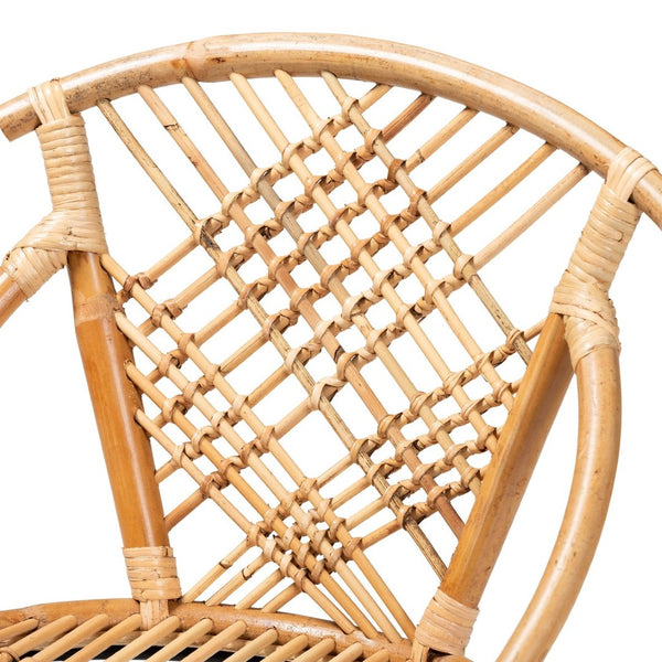 Baxton Studio bali Pro Modern Bohemian 2-Piece Dining Chair Set in Natural Rattan & Black Metal - Fully Assembled! Pro-Rattan/Black-DC