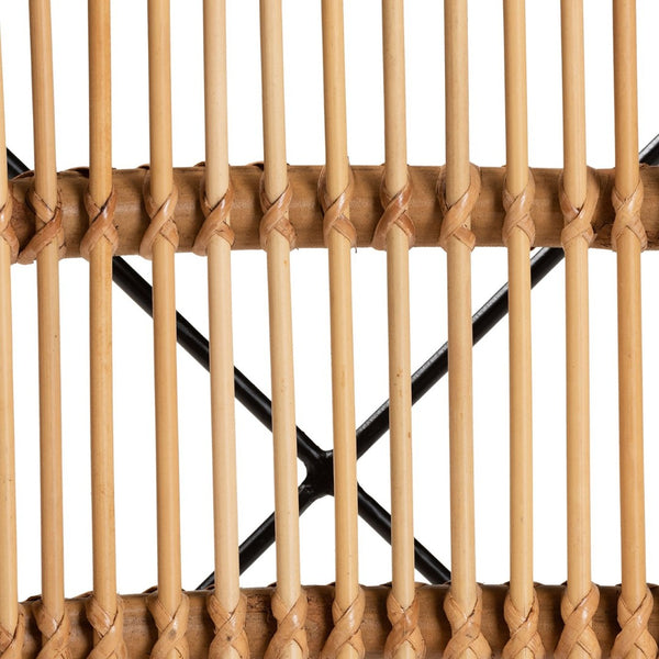 Baxton Studio bali Pro Modern Bohemian 2-Piece Dining Chair Set in Natural Rattan & Black Metal - Fully Assembled! Pro-Rattan/Black-DC