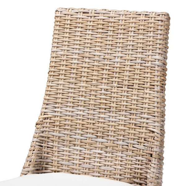 Baxton Studio bali Toby Modern Bohemian Grey Rattan Dining Chair Set - Handcrafted Comfort with Plush Upholstery Toby-Grey Natural-DC