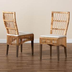 Baxton Studio bali Sullivan Modern Bohemian Rattan Dining Chairs Set - Handcrafted Comfort & Style for Your Home Sullivan-Rattan-DC