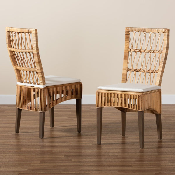 Baxton Studio bali Sullivan Modern Bohemian Rattan Dining Chairs Set - Handcrafted Comfort & Style for Your Home Sullivan-Rattan-DC