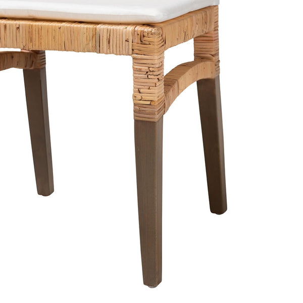 Baxton Studio bali Poltak Modern Bohemian Rattan Dining Chair – Handcrafted Mahogany with Plush Upholstered Seat Poltak-Rattan-DC