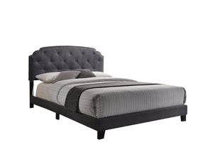 English Elm Tradilla Gray Fabric Queen Bed with Tufted Arched Headboard, Rubberwood Legs, 660lb Capacity B2726P266942