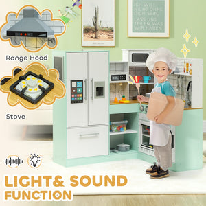 English Elm Qaba Corner Kids Kitchen Playset with Lights Sounds Chalkboard and Ice Maker W2225P249827