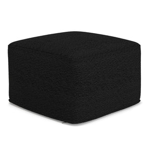 English Elm Chantal Boucle Square Pouf Handcrafted Cotton Accent Footrest for Modern Living Rooms Black B136P427582