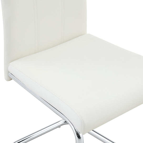 English Elm A Set of 2 Glam Faux Alligator Pvc Barstools with Crystal Buckle Detail White W1512P491855