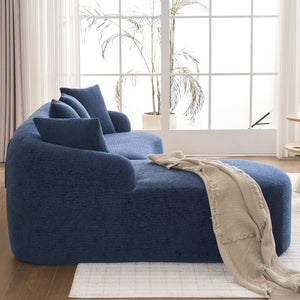 English Elm Compression Compression Sponge Sofa Curved Modular Sectional with 30D High-Density Chenille Sleeper for Cozy Apartment Living Room Comfort and Safe Rounded Design Navy Blue W2231S00030