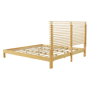 English Elm Premium Solid Wood King Platform Bed Warm Toned Slat Headboard Modern Bedroom Frame Natural N770PK367005N