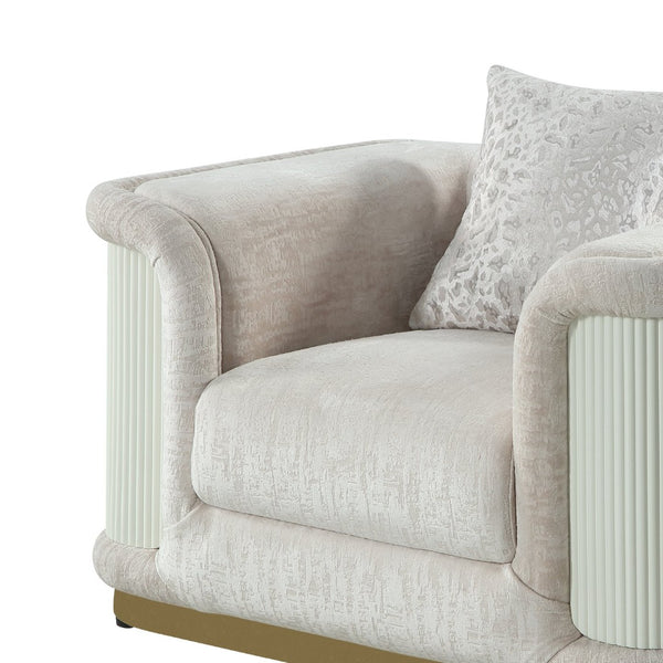 English Elm Bona Oversized Accent Chair Cream Fabric Gold Steel Base Diamond Panels Luxe Lounge B009P417487