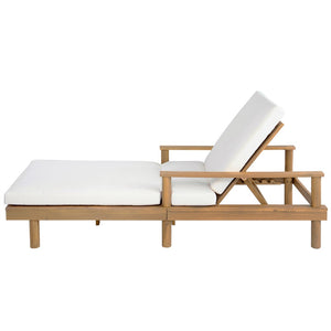 English Elm Trexm Acacia Wood Outdoor Chaise Lounge Recliner with Thick Cushions for Patio Pool Beige,Light Teak N715P423341D