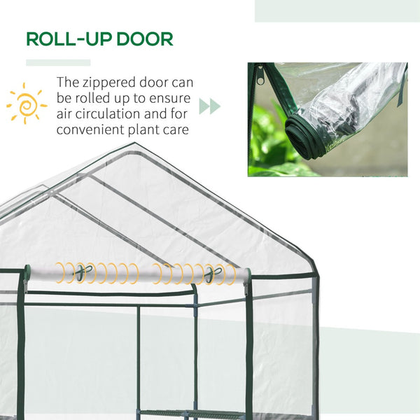English Elm Outdoor Lean to Walk in Greenhouse with Polyethylene Cover for Year Round Growing T3971P383542