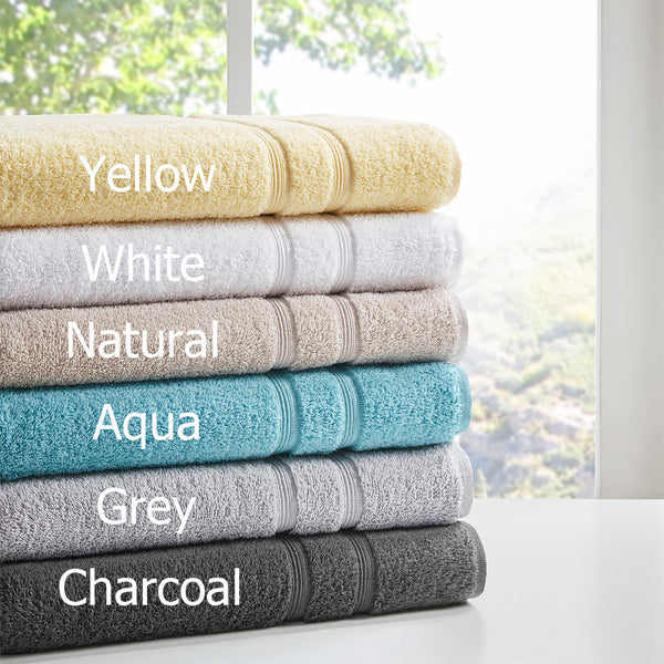 JLA Home 510 Design - 100% Turkish Cotton Aegean 6-Piece Towel Set – 500gsm lightweight, quick-dry, SILVADUR™ antimicrobial protection Charcoal 5DS73-0233