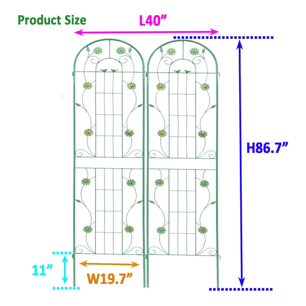 English Elm 4 Pack Ornamental Steel Garden Trellises Rustproof Climbing Plant Outdoor Support Panels W1586135959