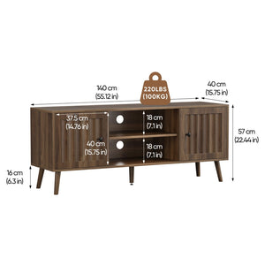 English Elm 55-inch Mid-century Media Console with Louvered Doors and Solid Wood Legs for Living Room W1706P465297