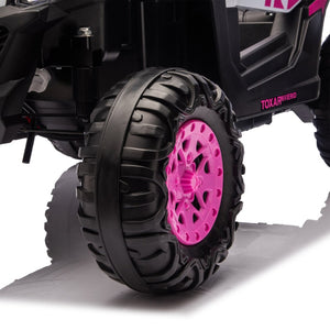 English Elm 12v Kids Electric Utv Ride on Toy with Parental Remote Swing Function and Shock Absorbers Pink W1578P368159