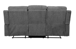 English Elm Kalen Gray Chenille Motion Sofa with Drop-Down Table, Cup Holders, Pillow-Top Arms & Pocket Coil Support B2726P253087