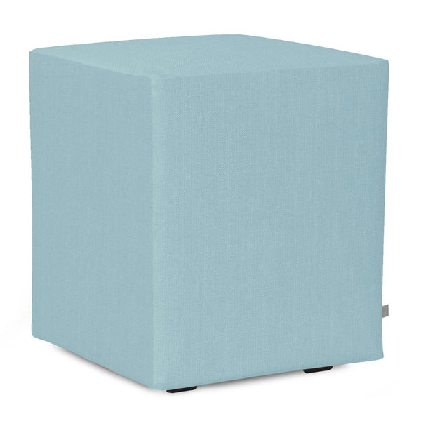 Howard Elliott Universal Cube Avanti Ottoman - Luxurious Faux Leather Side Table With Rich Grain Texture Appeal Blue 100% Polyester 128-200-howard-elliott