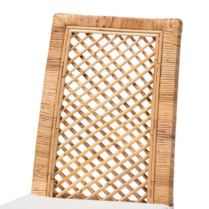 Baxton Studio bali Argos Modern Bohemian Rattan Dining Chair Set - 2-Piece Natural Brown Comfort & Style Argos-Rattan-DC