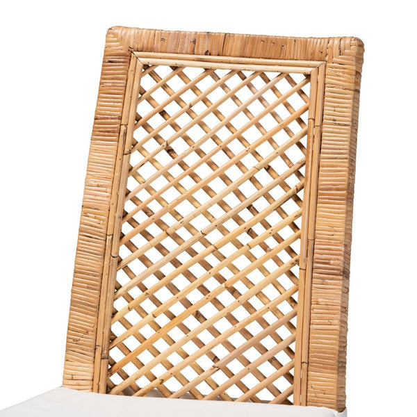 Baxton Studio bali Argos Modern Bohemian Rattan Dining Chair Set - 2-Piece Natural Brown Comfort & Style Argos-Rattan-DC