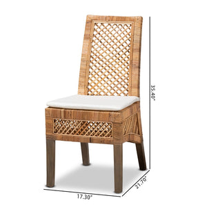Baxton Studio bali Argos Modern Bohemian Rattan Dining Chair Set - 2-Piece Natural Brown Comfort & Style Argos-Rattan-DC