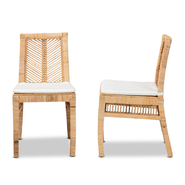 Baxton Studio bali Suci Modern Bohemian Rattan Dining Chair Set - 2-Piece Natural Brown Comfort & Style Suci-Rattan-DC