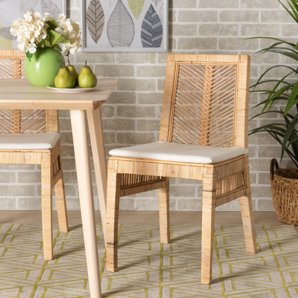 Baxton Studio bali Suci Modern Bohemian Rattan Dining Chair Set - 2-Piece Natural Brown Comfort & Style Suci-Rattan-DC