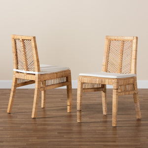 Baxton Studio bali Suci Modern Bohemian Rattan Dining Chair Set - 2-Piece Natural Brown Comfort & Style Suci-Rattan-DC