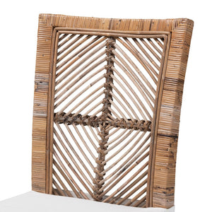 Baxton Studio bali Laluna Modern Bohemian Dining Chair – Greywashed Rattan & Mahogany with Comfortable Cushion Laluna-Grey Natural Rattan-DC