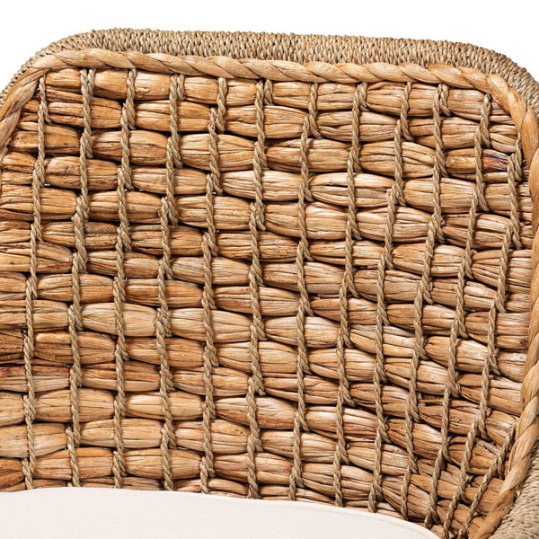 Baxton Studio bali Kyle Modern Bohemian Dining Side Chair - Handcrafted Natural Rattan with Cushion & Sturdy Base Kyle-Rattan-DC-No Arm