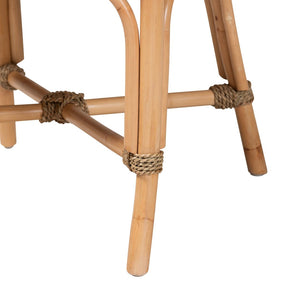 Baxton Studio bali Bali Modern Bohemian Rattan Dining Arm Chair with Cushion - Artisan Crafted, Coastal Charm & Stability Kyle-Rattan-DC-Arm