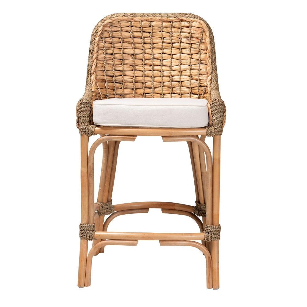 Baxton Studio bali Kyle Modern Bohemian Rattan Counter Stool with Cushion – Handcrafted, Coastal Charm & Comfort Kyle-Rattan-CS