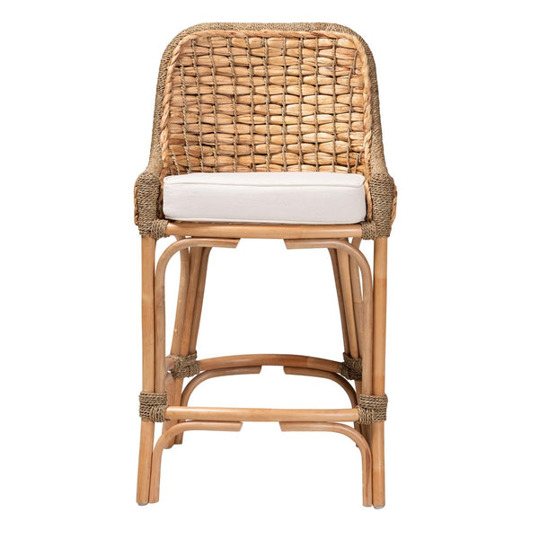 Baxton Studio bali Kyle Modern Bohemian Rattan Counter Stool with Cushion – Handcrafted, Coastal Charm & Comfort Kyle-Rattan-CS