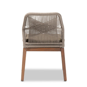 Baxton Studio bali Jennifer Mid-Century Transitional Dining Chair in Grey Woven Rope & Natural Mahogany Design Side Jennifer-Grey-DC-No Arm