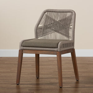 Baxton Studio bali Jennifer Mid-Century Transitional Dining Chair in Grey Woven Rope & Natural Mahogany Design Side Jennifer-Grey-DC-No Arm