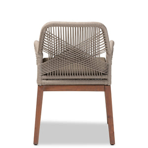 Baxton Studio bali Jennifer Mid-Century Transitional Dining Chair in Grey Woven Rope & Natural Mahogany Design Arm Jennifer-Grey-DC-Arm