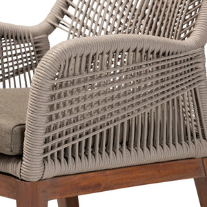Baxton Studio bali Jennifer Mid-Century Transitional Dining Chair in Grey Woven Rope & Natural Mahogany Design Arm Jennifer-Grey-DC-Arm