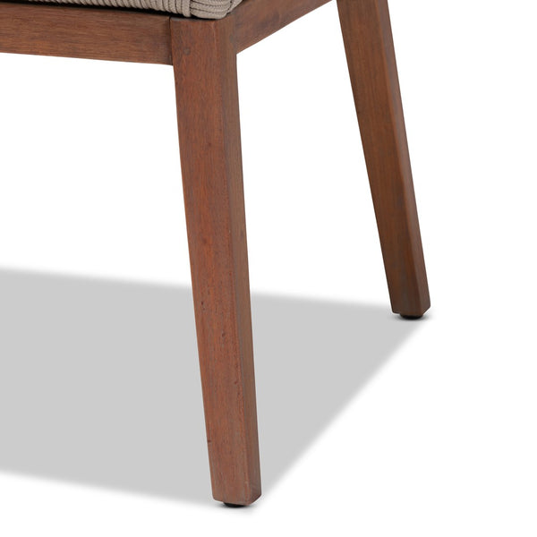 Baxton Studio bali Jennifer Mid-Century Transitional Dining Chair in Grey Woven Rope & Natural Mahogany Design Arm Jennifer-Grey-DC-Arm